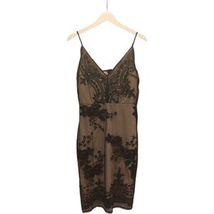 NWOT  Spaghetti Strap Black embroidered Dress Med
